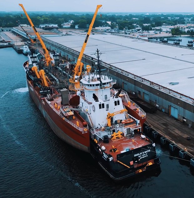 Aerial Picture of Ship with Cranes